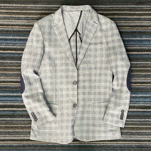 Boys plaid blazer with elbow patches